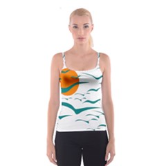 Sunset Glow Sun Bird Spaghetti Strap Top by Sapixe