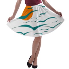 Sunset Glow Sun Bird A-line Skater Skirt by Sapixe