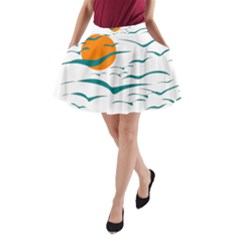 Sunset Glow Sun Bird A-line Pocket Skirt by Sapixe