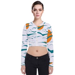 Sunset Glow Sun Bird Long Sleeve Zip Up Bomber Jacket by Sapixe