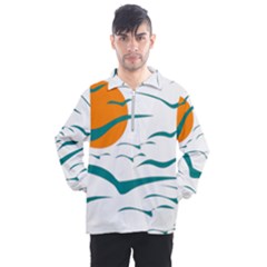 Sunset Glow Sun Bird Men s Half Zip Pullover by Sapixe