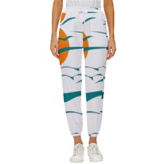 Sunset Glow Sun Bird Cropped Drawstring Pants