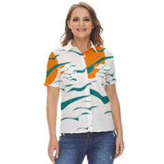 Sunset Glow Sun Bird Women s Short Sleeve Double Pocket Shirt