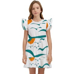 Sunset Glow Sun Bird Kids  Winged Sleeve Dress