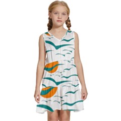 Sunset Glow Sun Bird Kids  Sleeveless Tiered Mini Dress by Sapixe