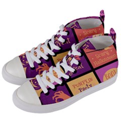 Halloween Cute Cartoon Women s Mid-top Canvas Sneakers by Sapixe