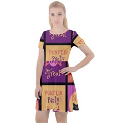 Halloween Cute Cartoon Cap Sleeve Velour Dress  by Sapixe