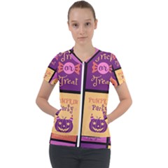 Halloween Cute Cartoon Short Sleeve Zip Up Jacket by Sapixe