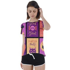 Halloween Cute Cartoon Short Sleeve Foldover Tee by Sapixe