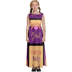 Halloween Cute Cartoon Kids  Satin Sleeveless Maxi Dress