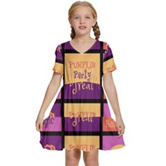 Halloween Cute Cartoon Kids  Short Sleeve Tiered Mini Dress by Sapixe