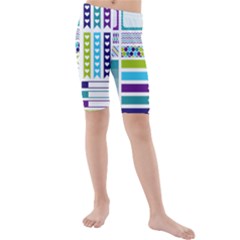 Peacock Pattern Kids  Mid Length Swim Shorts by Sapixe