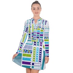 Peacock Pattern Long Sleeve Panel Dress