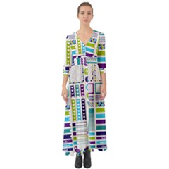 Peacock Pattern Button Up Boho Maxi Dress by Sapixe