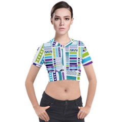 Peacock Pattern Short Sleeve Cropped Jacket by Sapixe