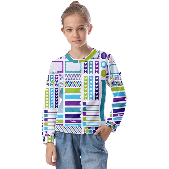 Peacock Pattern Kids  Long Sleeve Tee with Frill 