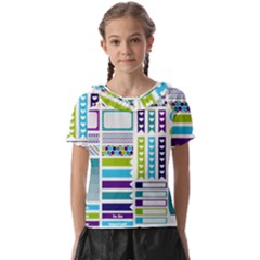 Peacock Pattern Kids  Frill Chiffon Blouse by Sapixe