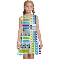 Peacock Pattern Kids  Sleeveless Tiered Mini Dress