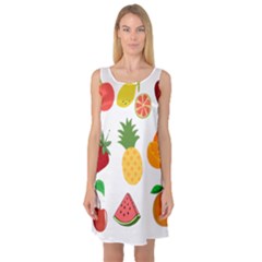 Fruits Cartoon Sleeveless Satin Nightdress by Sapixe