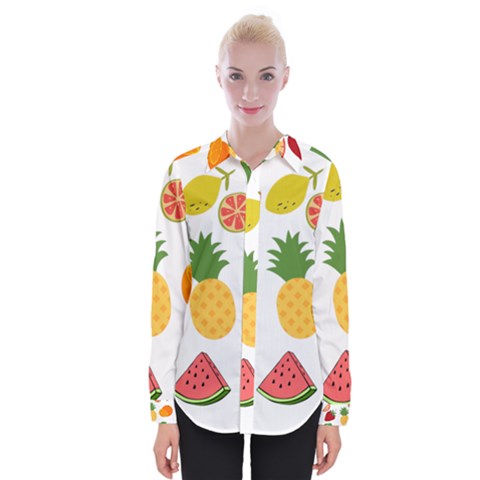 Fruits Cartoon Womens Long Sleeve Shirt by Sapixe