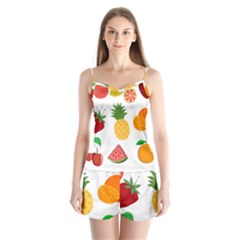 Fruits Cartoon Satin Pajamas Set by Sapixe