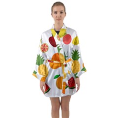 Fruits Cartoon Long Sleeve Satin Kimono by Sapixe