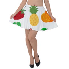 Fruits Cartoon Velvet Skater Skirt by Sapixe