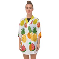 Fruits Cartoon Half Sleeve Chiffon Kimono by Sapixe