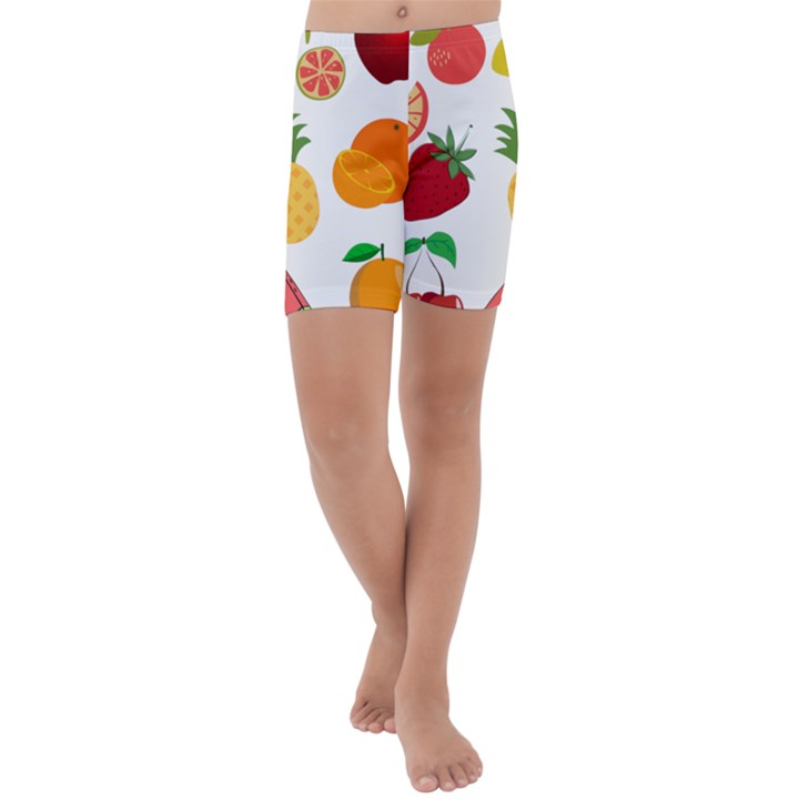 Fruits Cartoon Kids  Lightweight Velour Capri Yoga Leggings