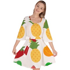 Fruits Cartoon Velour Kimono Dress by Sapixe