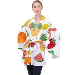 Fruits Cartoon Long Sleeve Velvet Kimono  by Sapixe