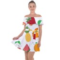 Fruits Cartoon Off Shoulder Velour Dress View1