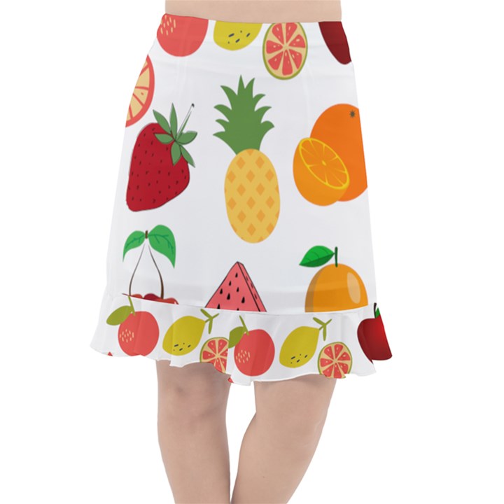 Fruits Cartoon Fishtail Chiffon Skirt