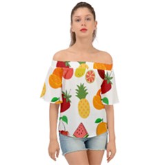 Fruits Cartoon Off Shoulder Short Sleeve Top by Sapixe