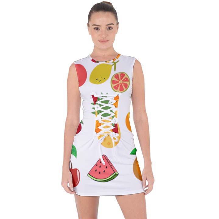 Fruits Cartoon Lace Up Front Bodycon Dress