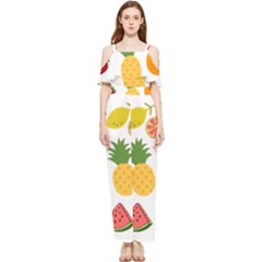 Fruits Cartoon Draped Sleeveless Chiffon Jumpsuit by Sapixe