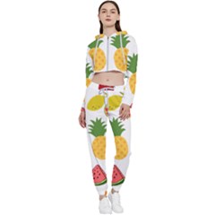 Fruits Cartoon Cropped Zip Up Lounge Set by Sapixe