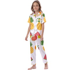 Fruits Cartoon Kids  Satin Short Sleeve Pajamas Set by Sapixe