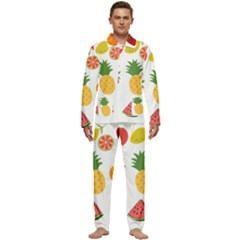 Fruits Cartoon Men s Long Sleeve Velvet Pocket Pajamas Set by Sapixe