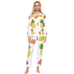 Fruits Cartoon Womens  Long Sleeve Velvet Pocket Pajamas Set by Sapixe