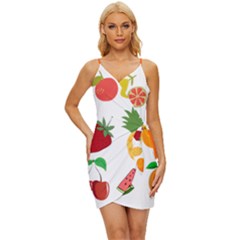 Fruits Cartoon Wrap Tie Front Dress by Sapixe