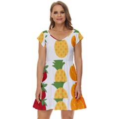 Fruits Cartoon Short Sleeve Tiered Mini Dress