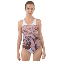 Cerebrum Human Structure Cartoon Human Brain Cut-out Back One Piece Swimsuit by Sapixe