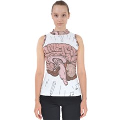 Cerebrum Human Structure Cartoon Human Brain Mock Neck Shell Top by Sapixe