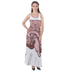 Cerebrum Human Structure Cartoon Human Brain Sleeveless Velour Maxi Dress by Sapixe