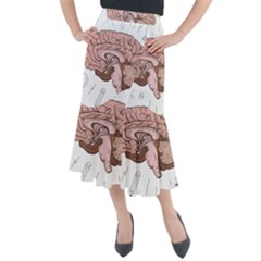 Cerebrum Human Structure Cartoon Human Brain Midi Mermaid Skirt by Sapixe