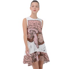 Cerebrum Human Structure Cartoon Human Brain Frill Swing Dress by Sapixe