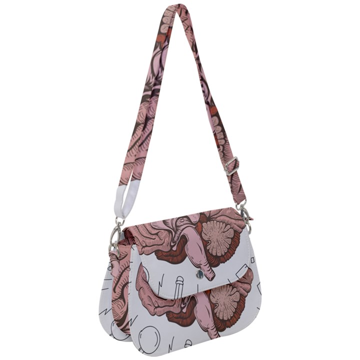 Cerebrum Human Structure Cartoon Human Brain Saddle Handbag