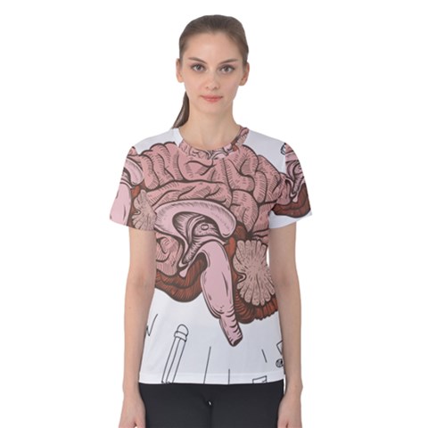 Cerebrum Human Structure Cartoon Human Brain Women s Cotton Tee by Sapixe