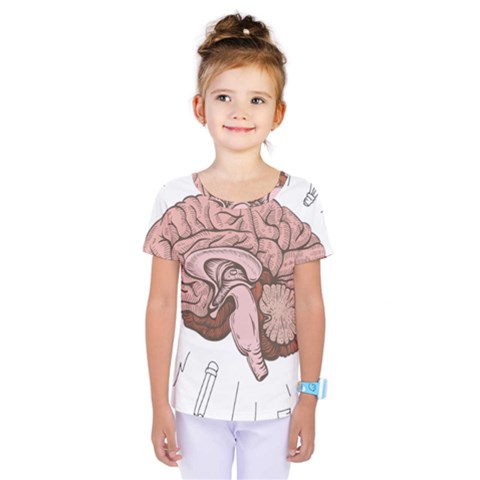 Cerebrum Human Structure Cartoon Human Brain Kids  One Piece Tee by Sapixe